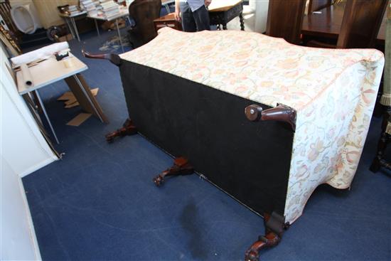 A Georgian style mahogany hump back settee, W.7ft D.3ft H.3ft 5in.